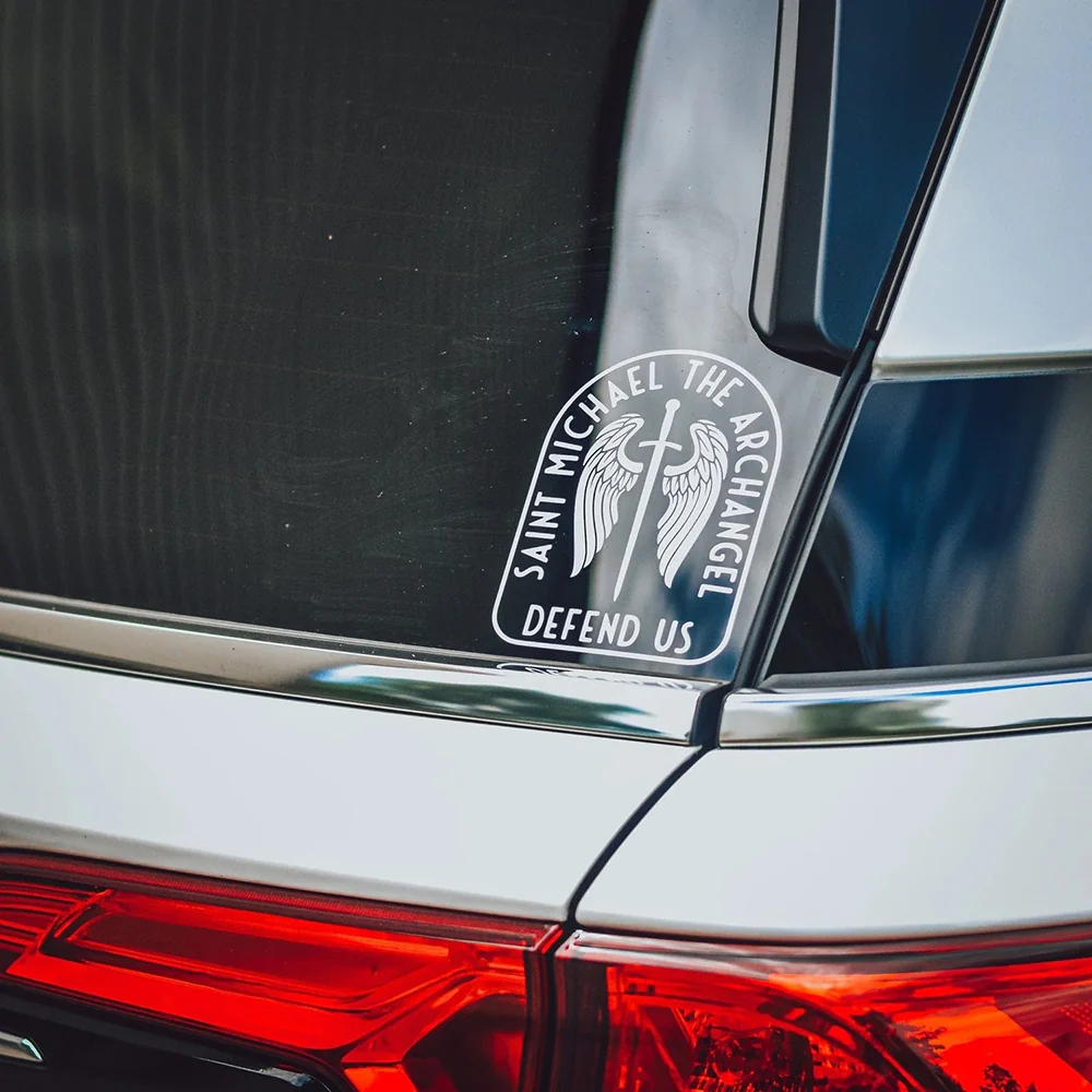 St. Michael Vinyl Car Decal Sticker - White or Colored - Image 3
