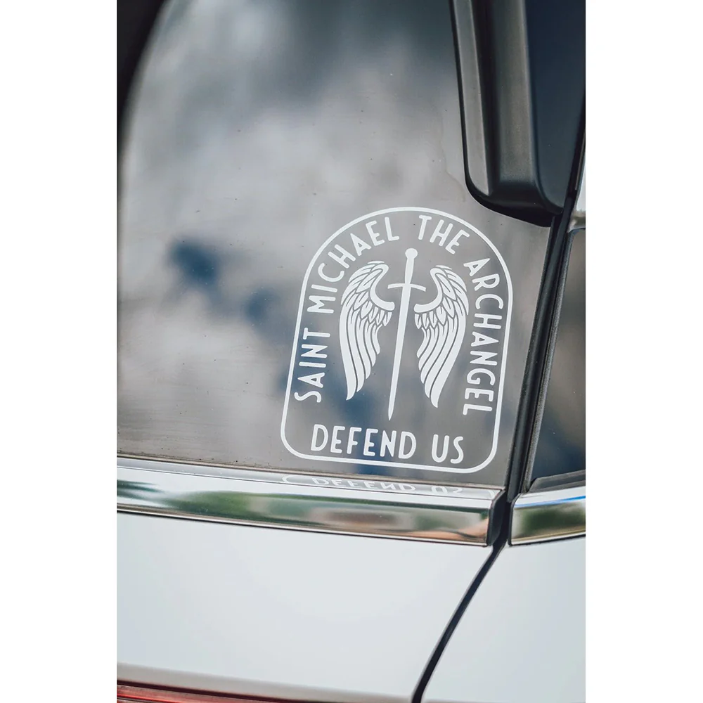 St. Michael Vinyl Car Decal Sticker - White or Colored - Image 4