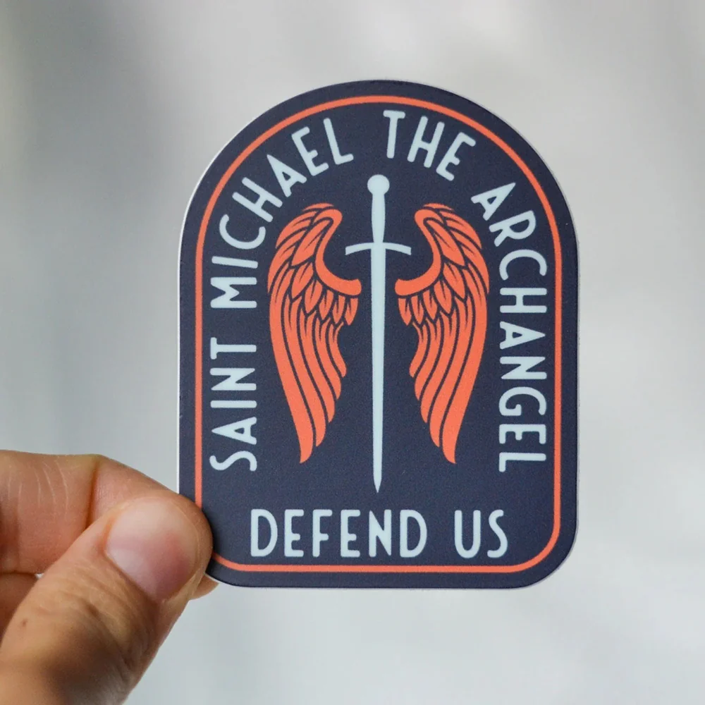 St. Michael Vinyl Car Decal Sticker - White or Colored - Image 5
