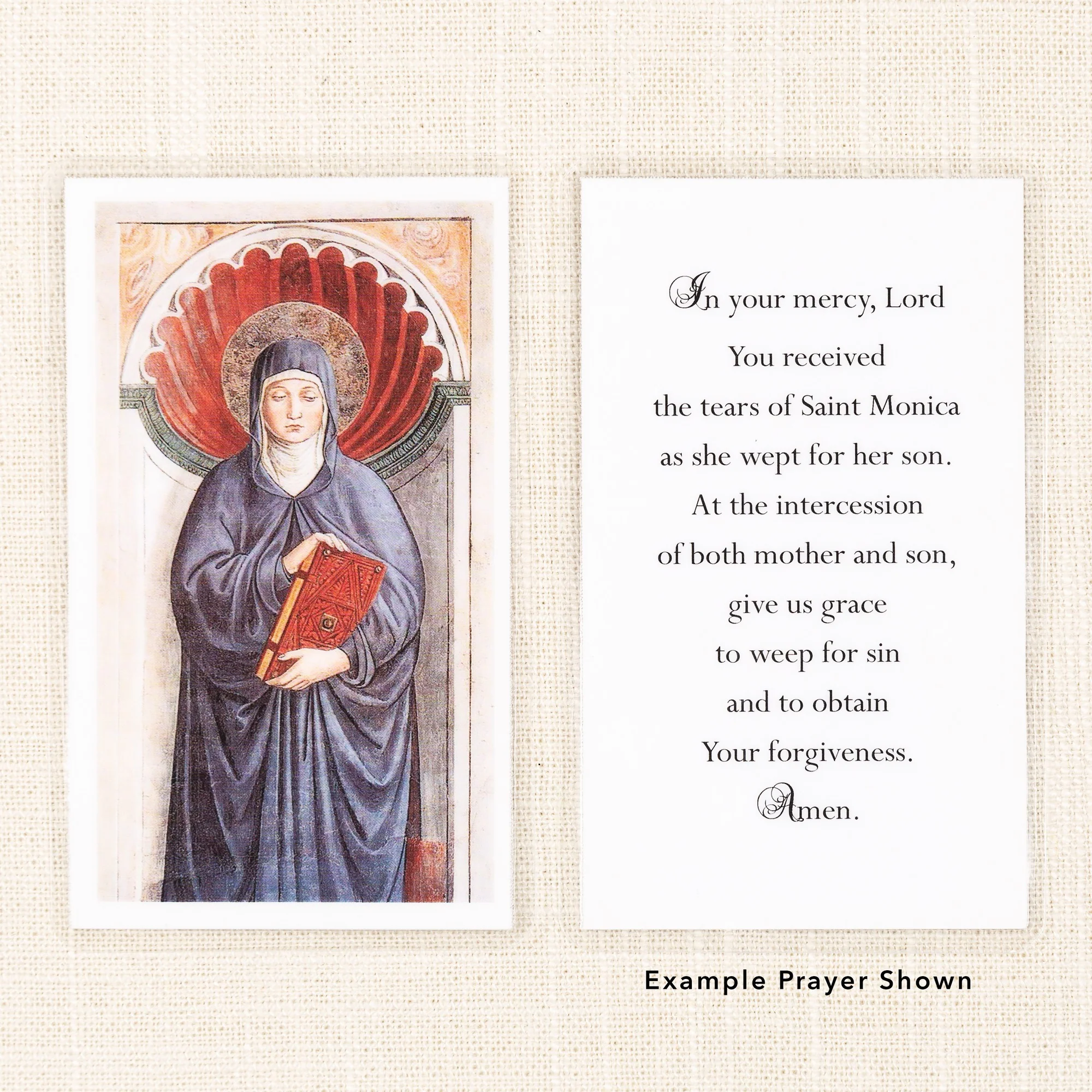 Laminated St. Monica Fresco Personalized Prayer Cards