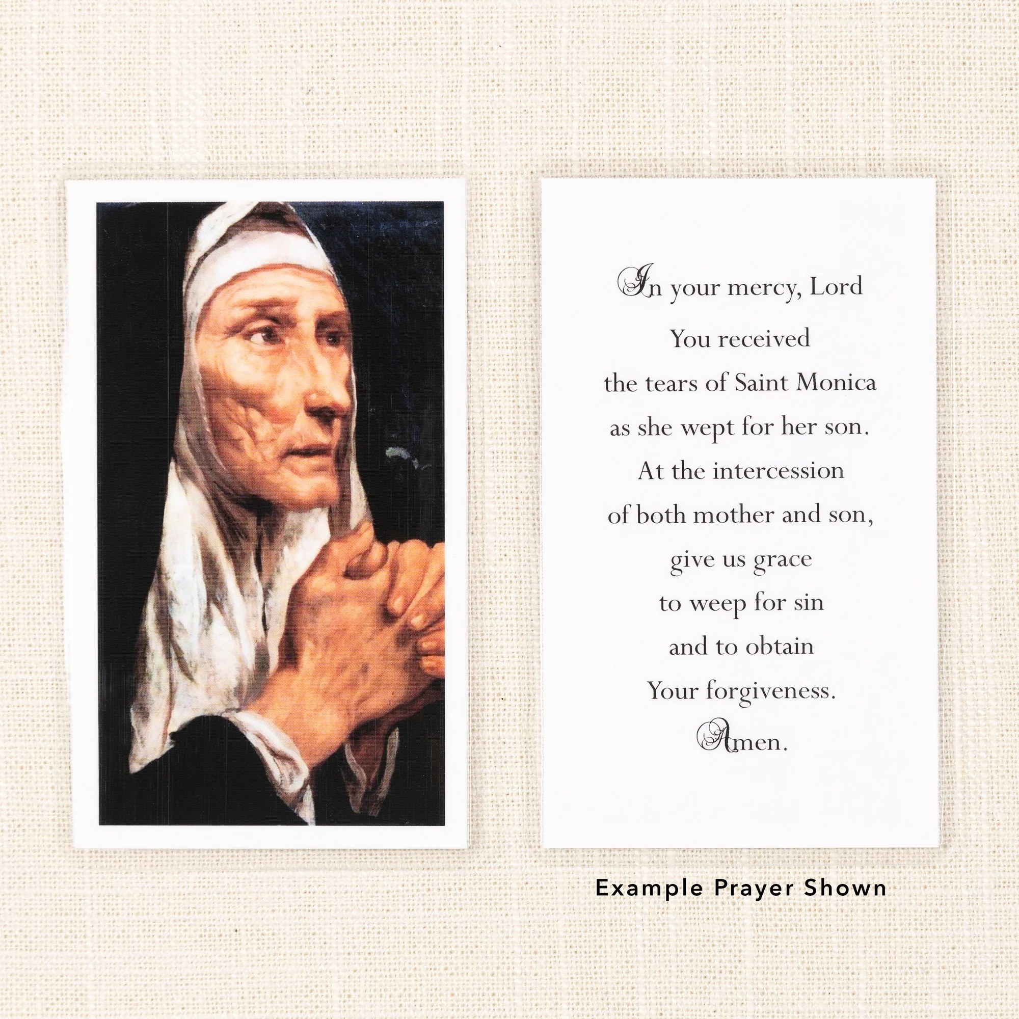 Laminated St. Monica Painting Personalized Prayer Cards