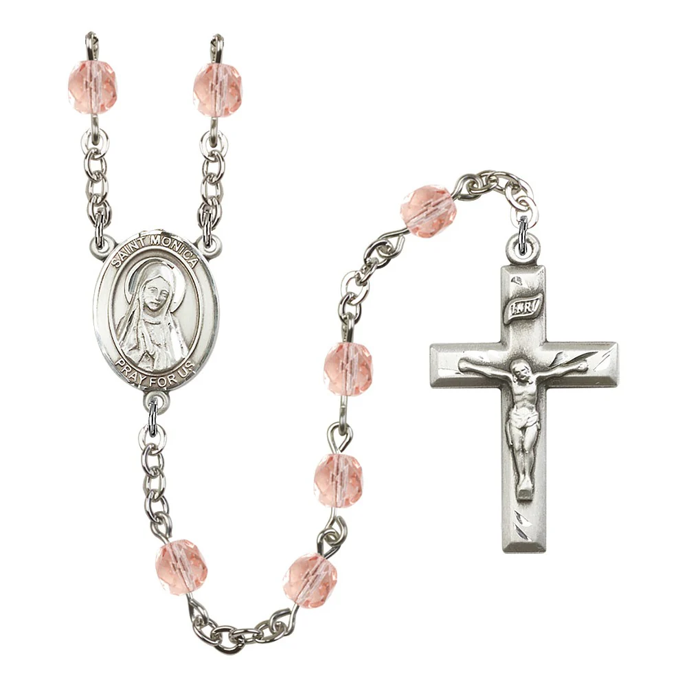 St. Monica Pink October Rosary 6mm