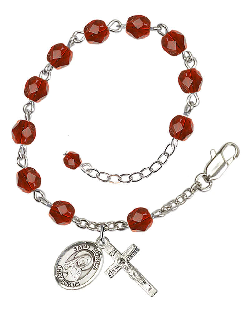 St. Monica Red July Rosary Bracelet 6mm