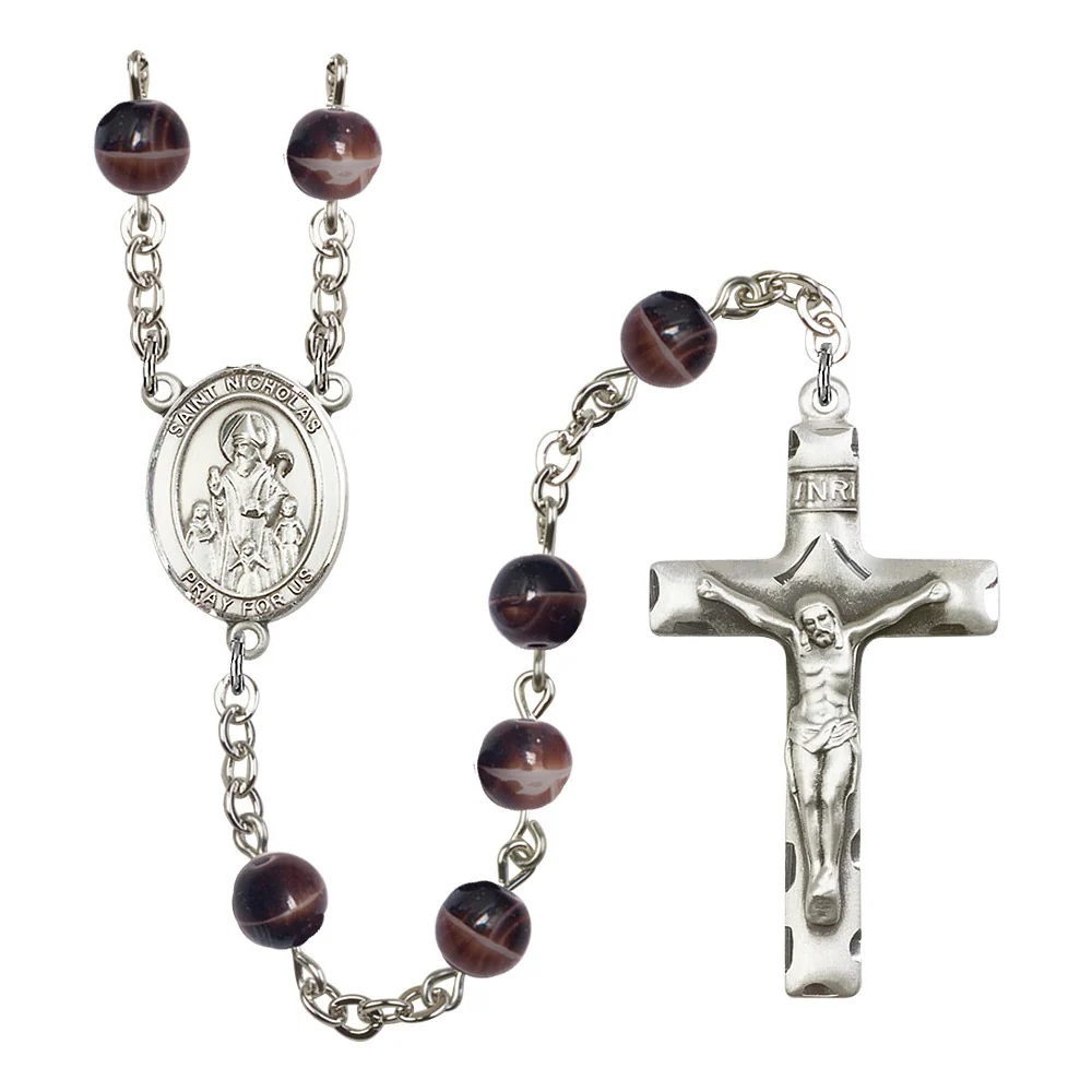 St. Nicholas 7mm Brown Rosary