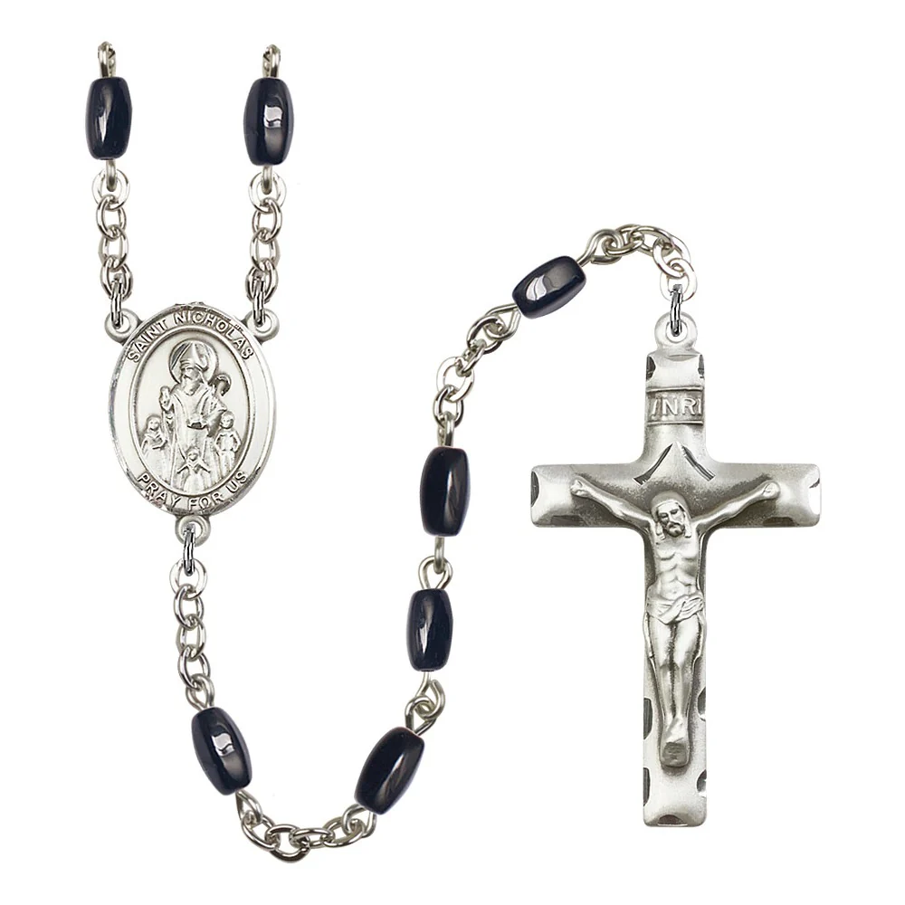 St. Nicholas 8X5mm Black Onyx Rosary