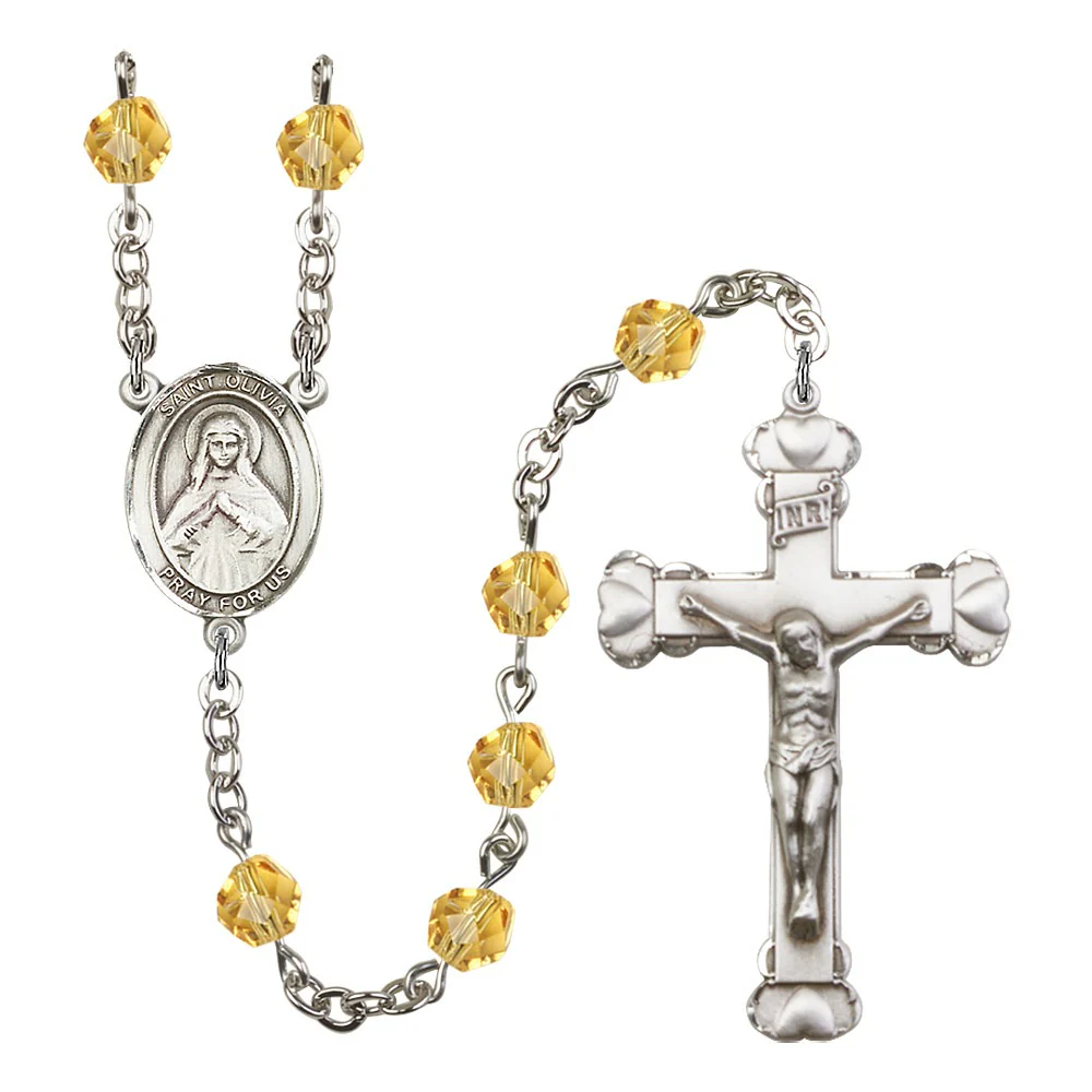 St. Olivia Yellow November Rosary 6mm