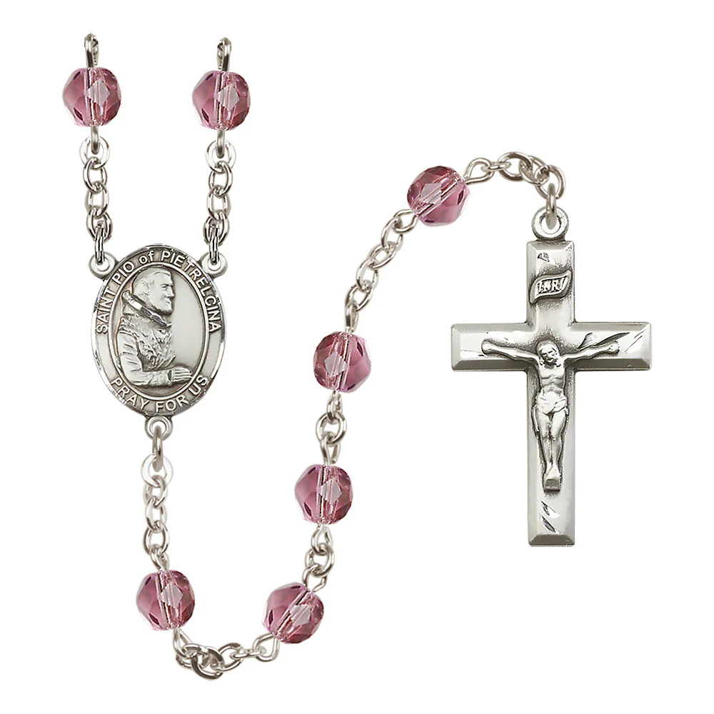 St. Padre Pio of Pietrelcina Crystal Birthstone Rosary - Multiple Birthstones - Image 2