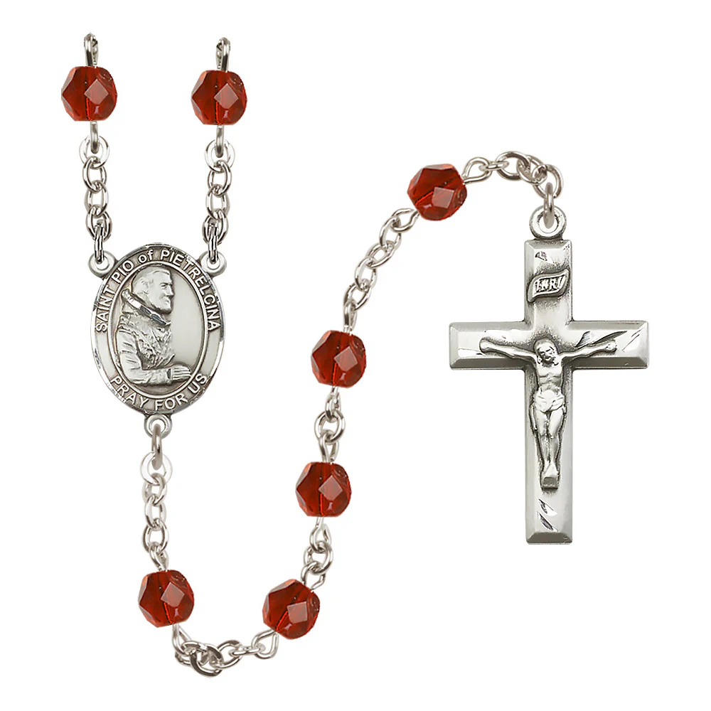 St. Padre Pio of Pietrelcina Crystal Birthstone Rosary - Multiple Birthstones - Image 6