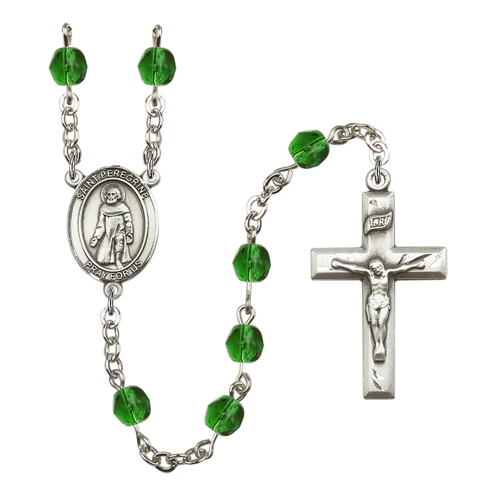 St. Peregrine Laziosi Green May Rosary 6mm