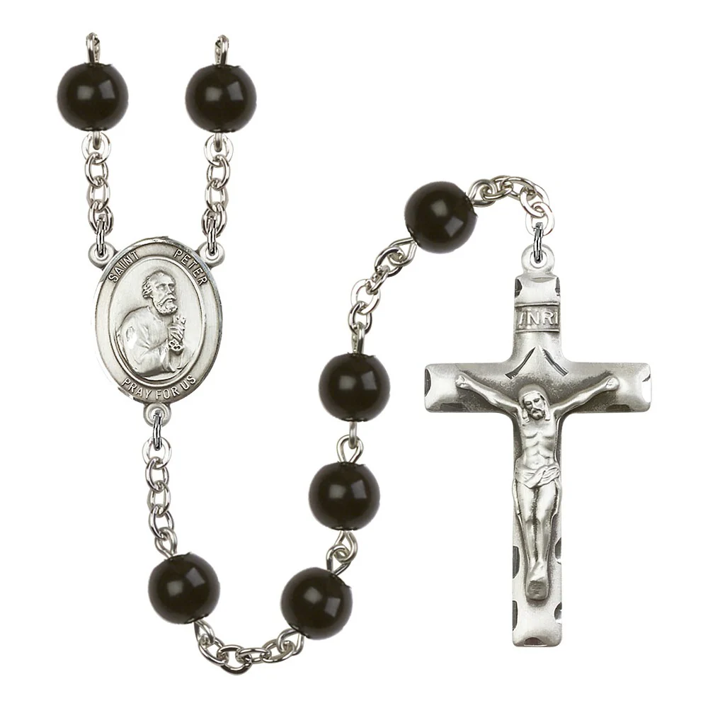 St. Peter The Apostle 7mm Black Onyx Rosary
