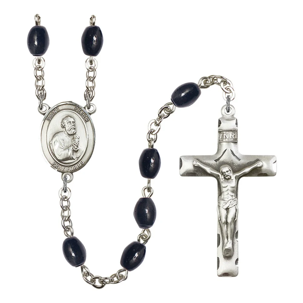 St. Peter The Apostle 8X6mm Black Onyx Rosary