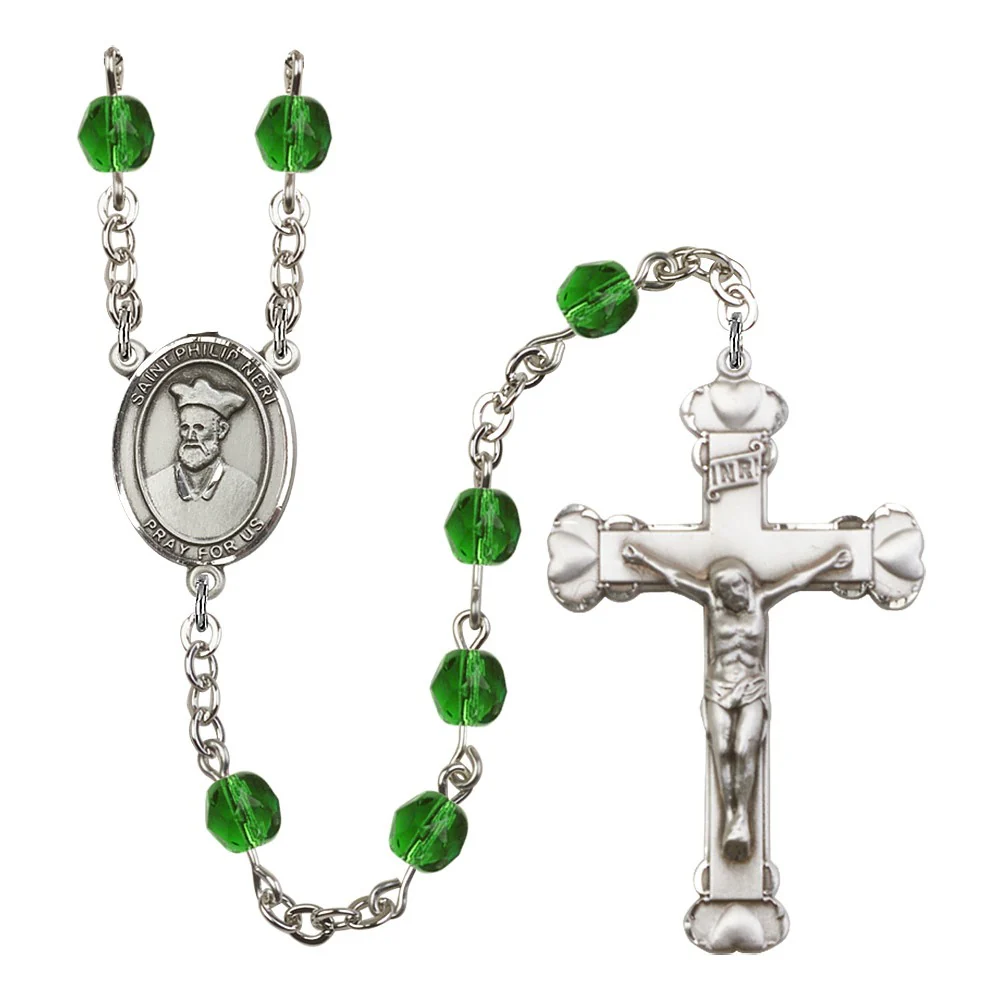 St. Philip Neri Green May Rosary 6mm