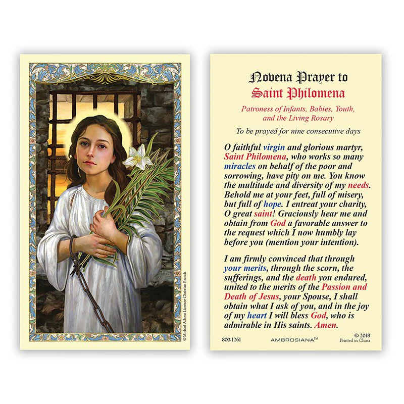 St. Philomena Laminated Prayer Card
