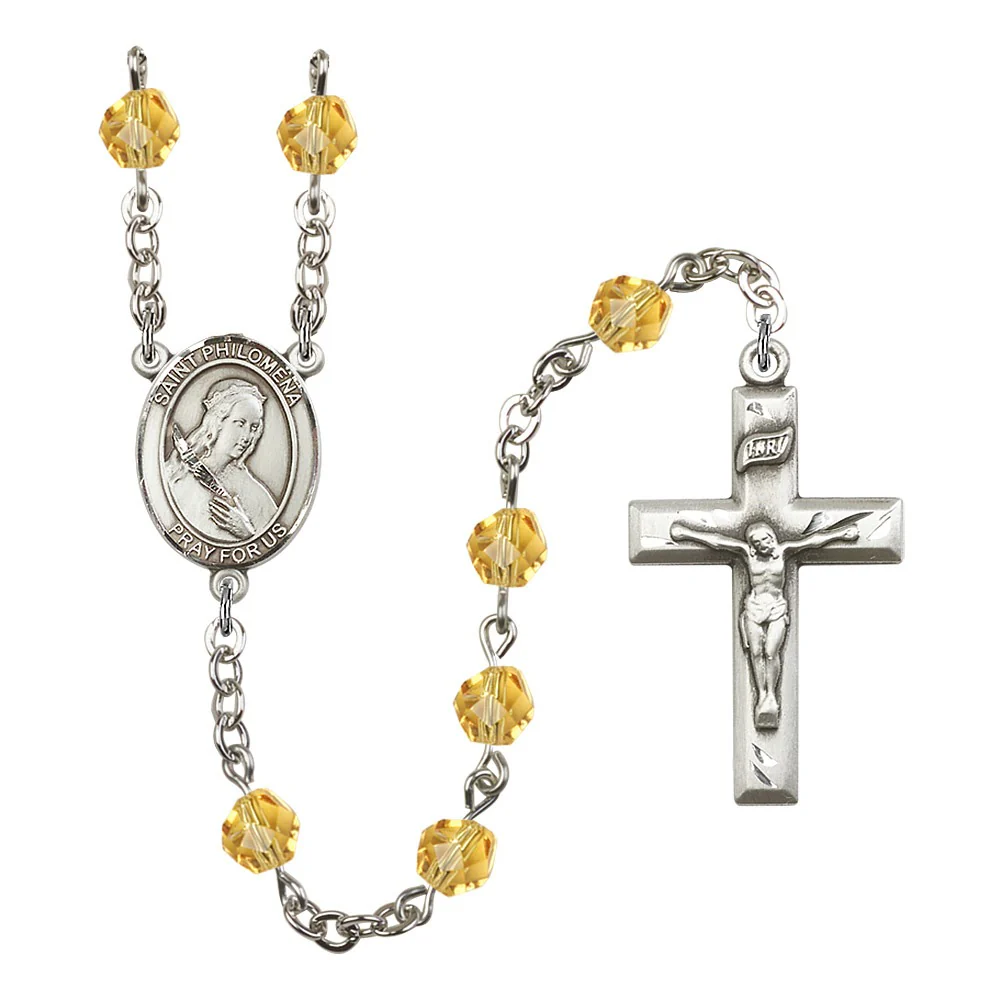 St. Philomena Yellow November Rosary 6mm