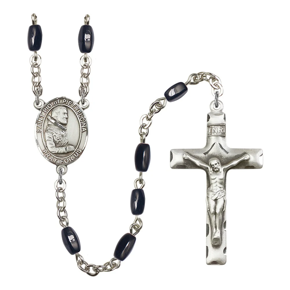 St. Pio Of Pietrelcina 8X5mm Black Onyx Rosary
