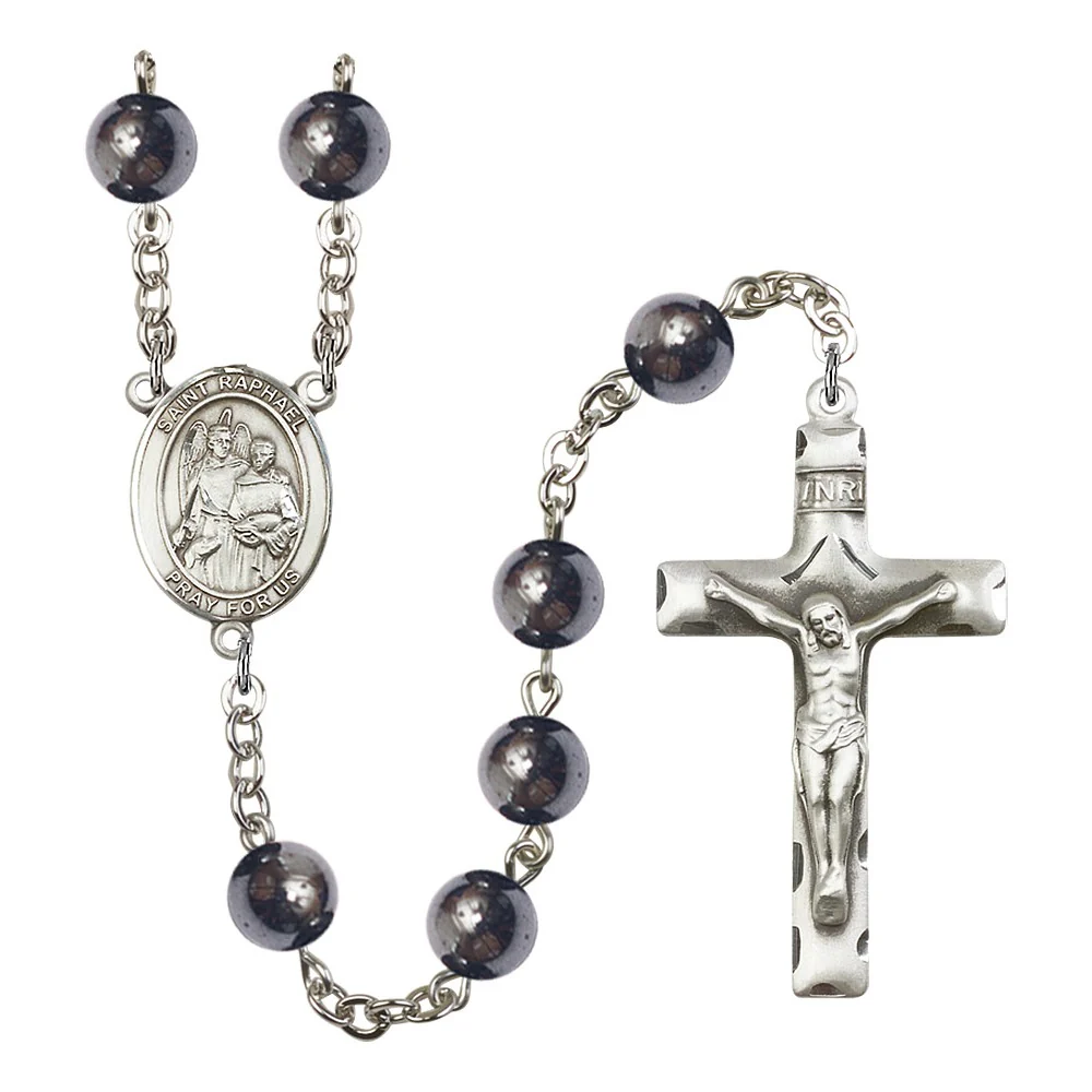 St. Raphael The Archangel 8mm Hematite Rosary