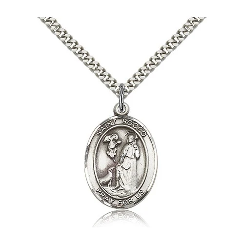 St. Rocco Pendant with Chain, Bliss, Sterling Silver