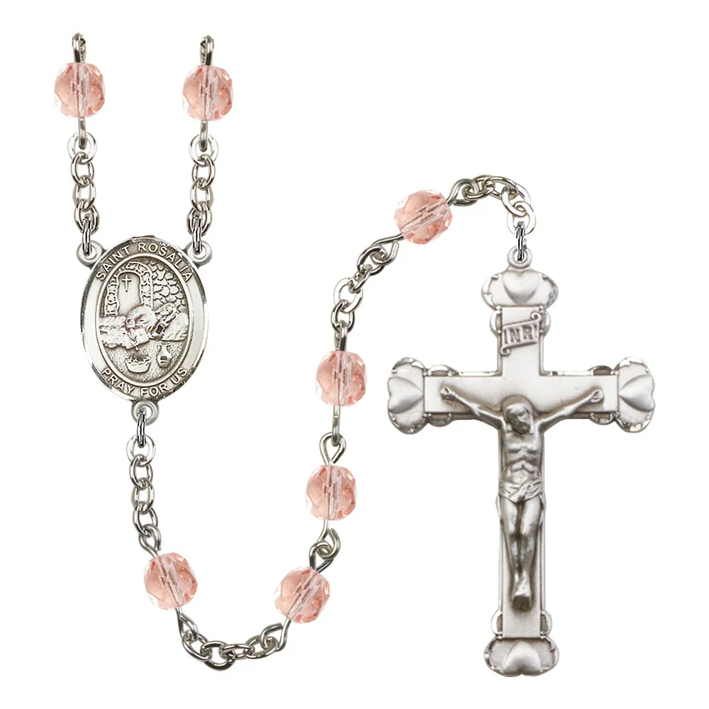 St. Rosalia Pink October Rosary 6mm