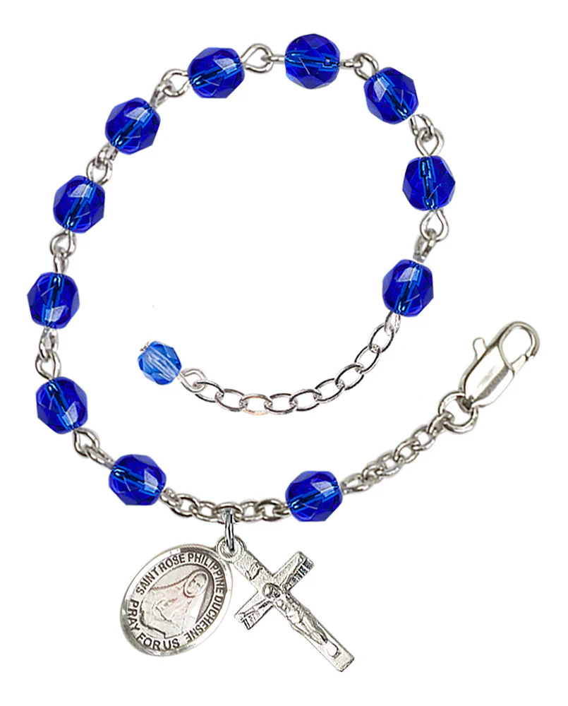 St. Rose Philippine Duchesne Blue September Rosary Bracelet 6mm