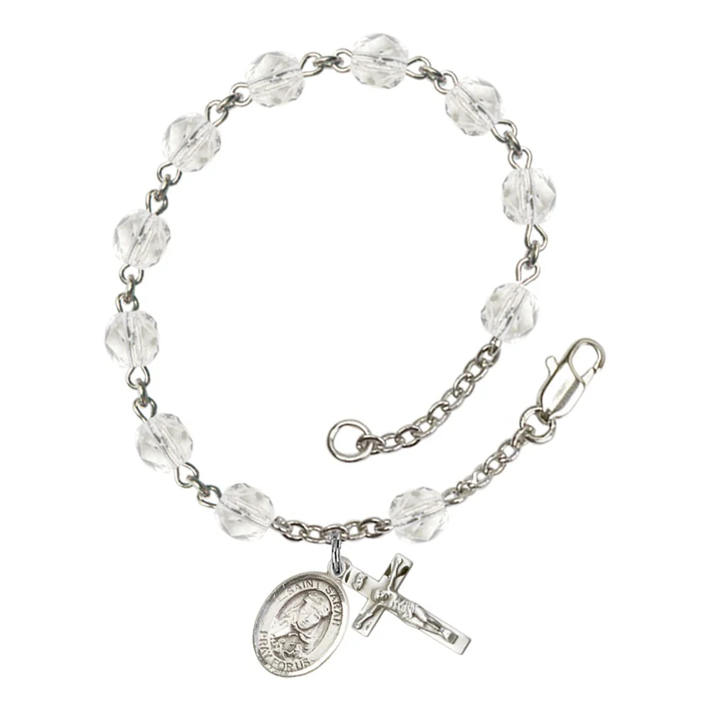 St. Sarah Crystal April Rosary Bracelet 6mm