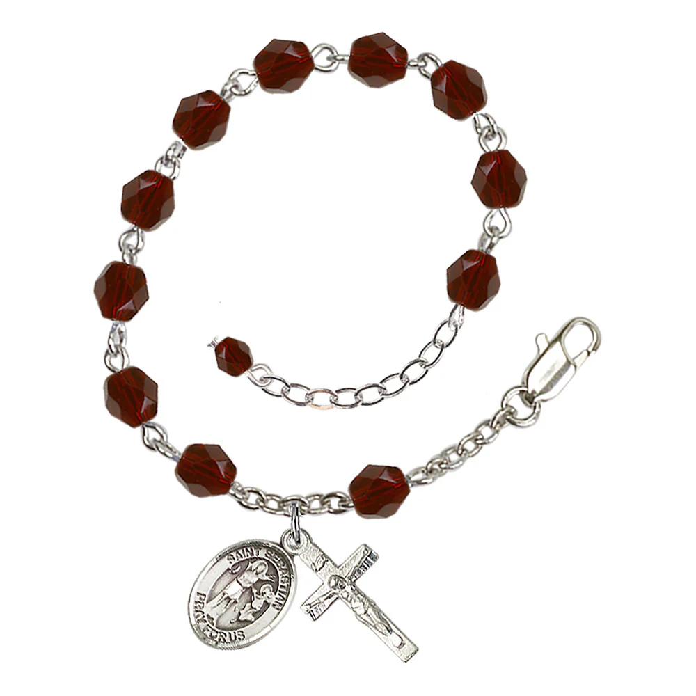 St. Sebastian Crystal Birthstone Rosary Bracelet - Multiple Birthstones