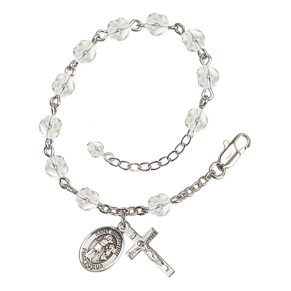 St. Sebastian Crystal Birthstone Rosary Bracelet - Multiple Birthstones - Image 4
