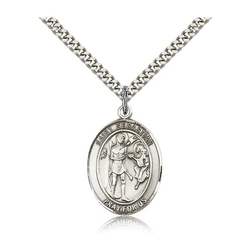 St. Sebastian Pendant with Chain, Bliss, Sterling Silver