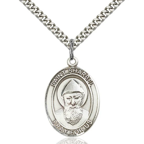 St. Sharbel Pendant with Chain, Bliss, Sterling Silver