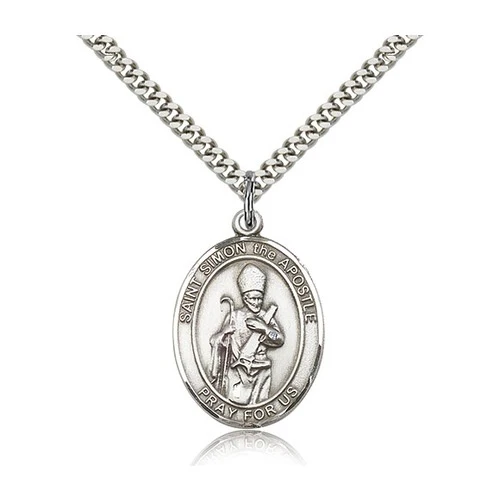 St. Simon Pendant with Chain, Bliss, Sterling Silver