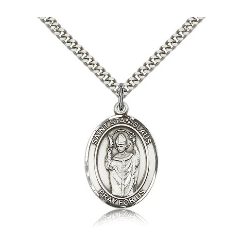 St. Stanislaus Pendant with Chain, Bliss, Sterling Silver