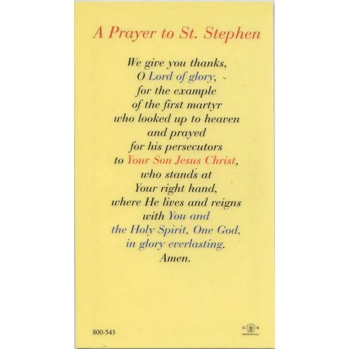 St. Stephen - Prayer Card - Image 2