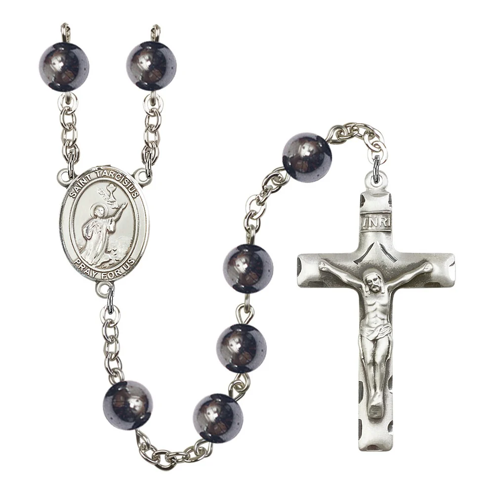 St. Tarcisius 8mm Hematite Rosary