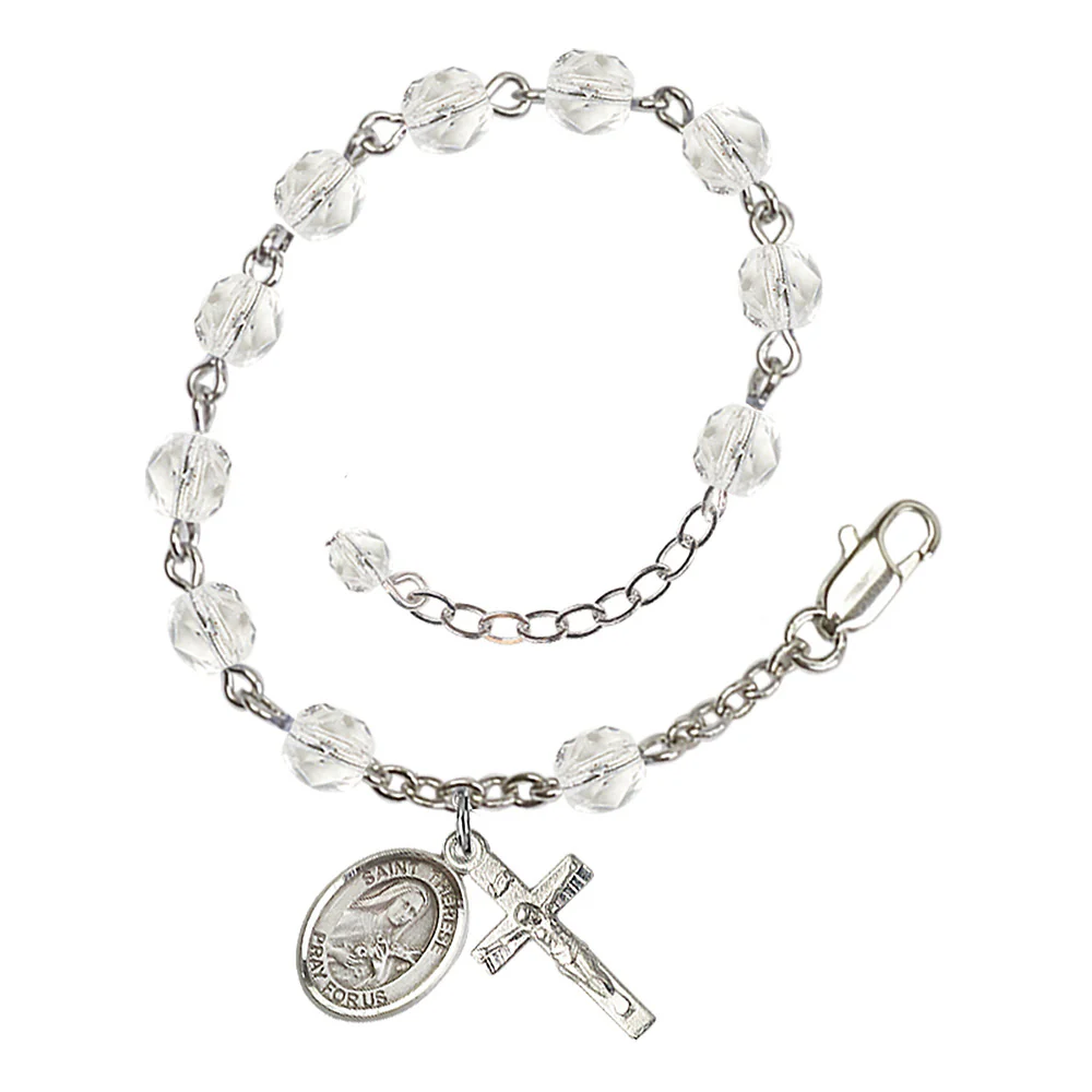 St. Therese of Lisieux - The Little Flower Crystal Birthstone Rosary Bracelet - Multiple Birthstones - Image 6