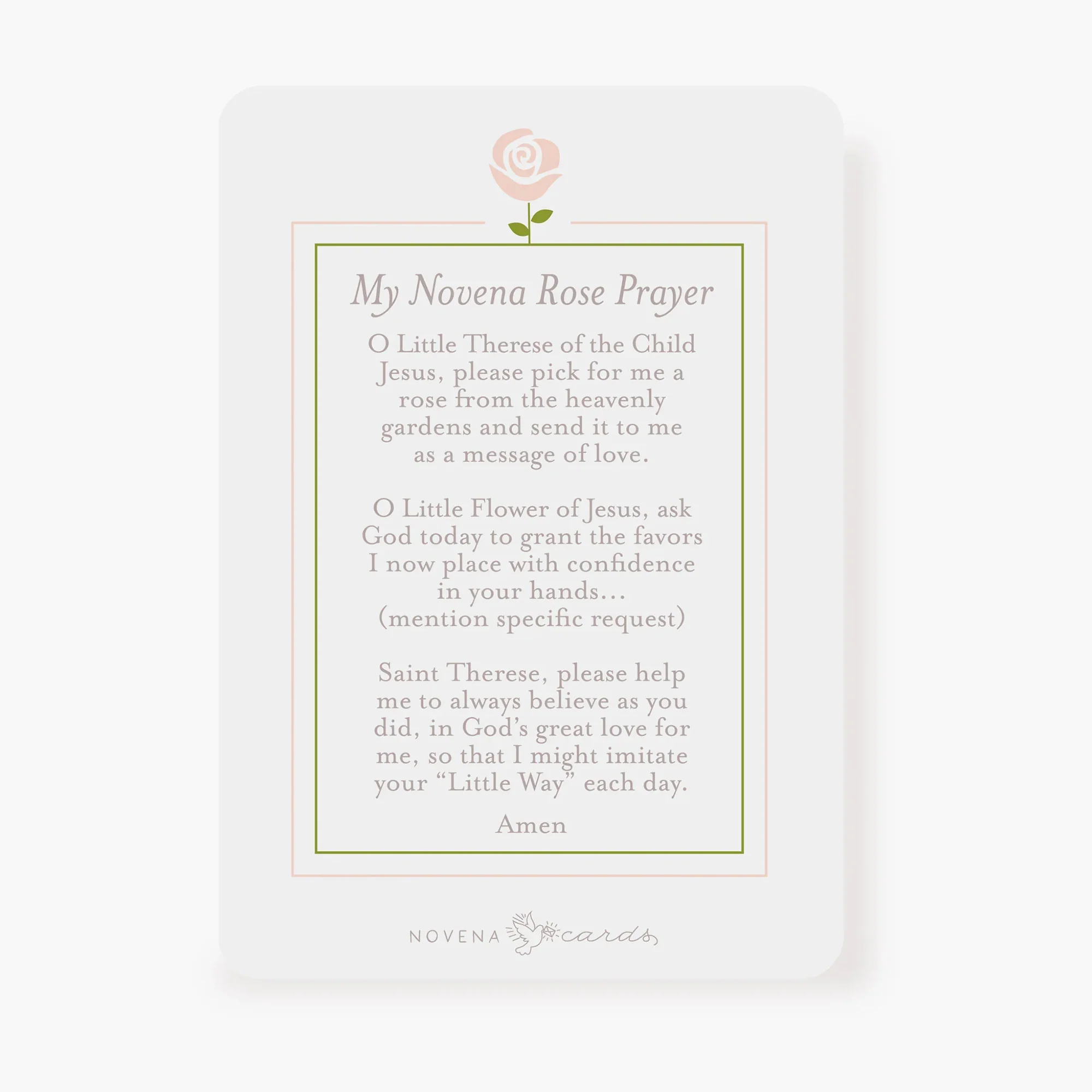 St. Therese Rose Novena Prayer Card - Image 2