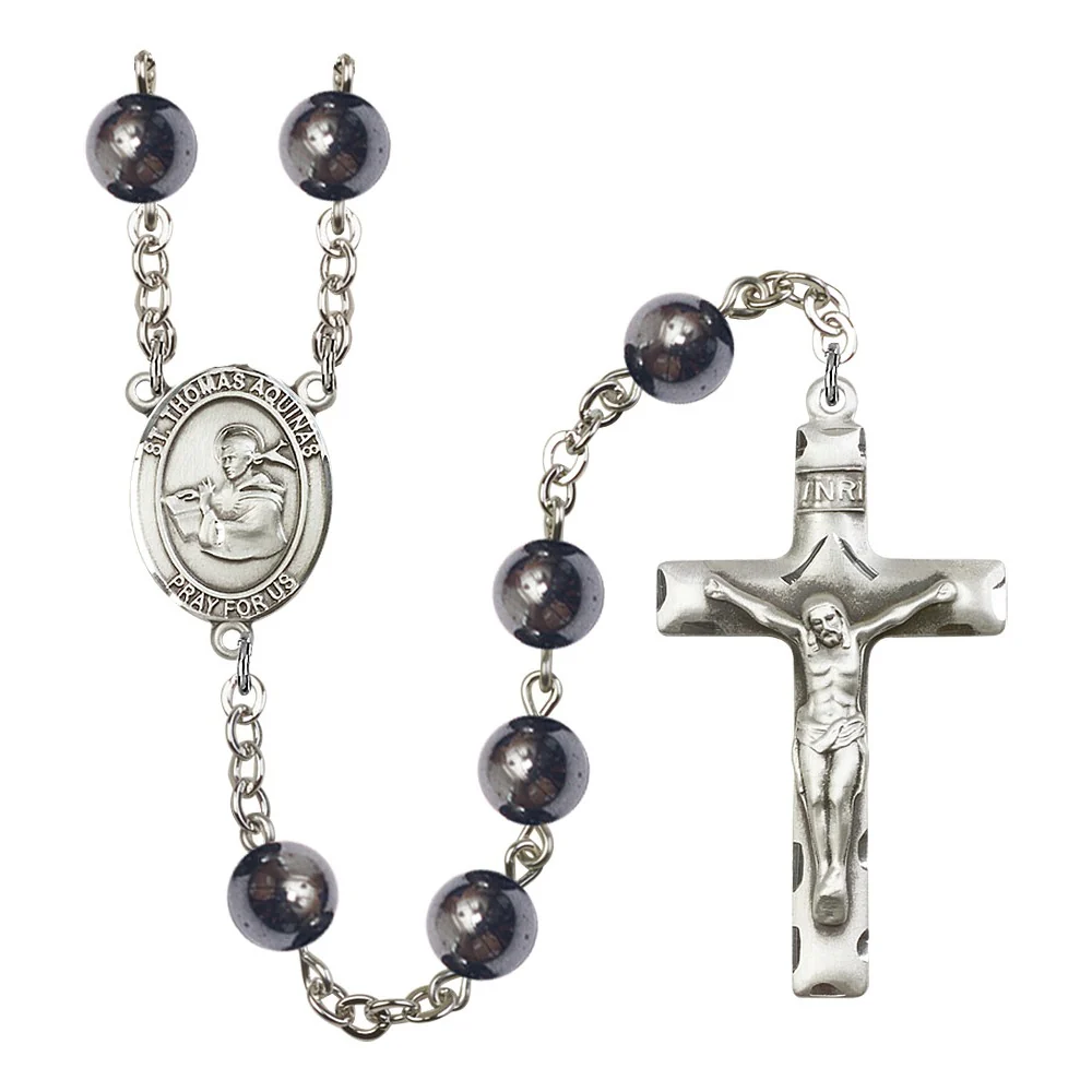 St. Thomas Aquinas 8mm Hematite Rosary