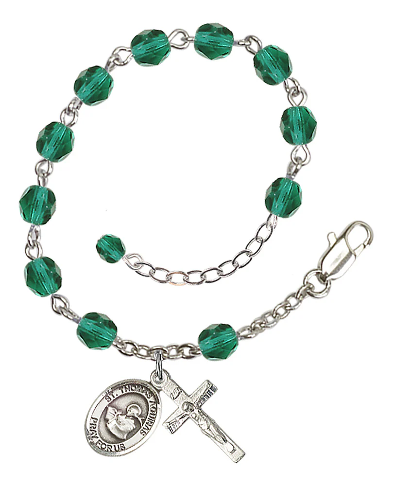 St. Thomas Aquinas Crystal Birthstone Rosary Bracelet - Multiple Birthstones - Image 10