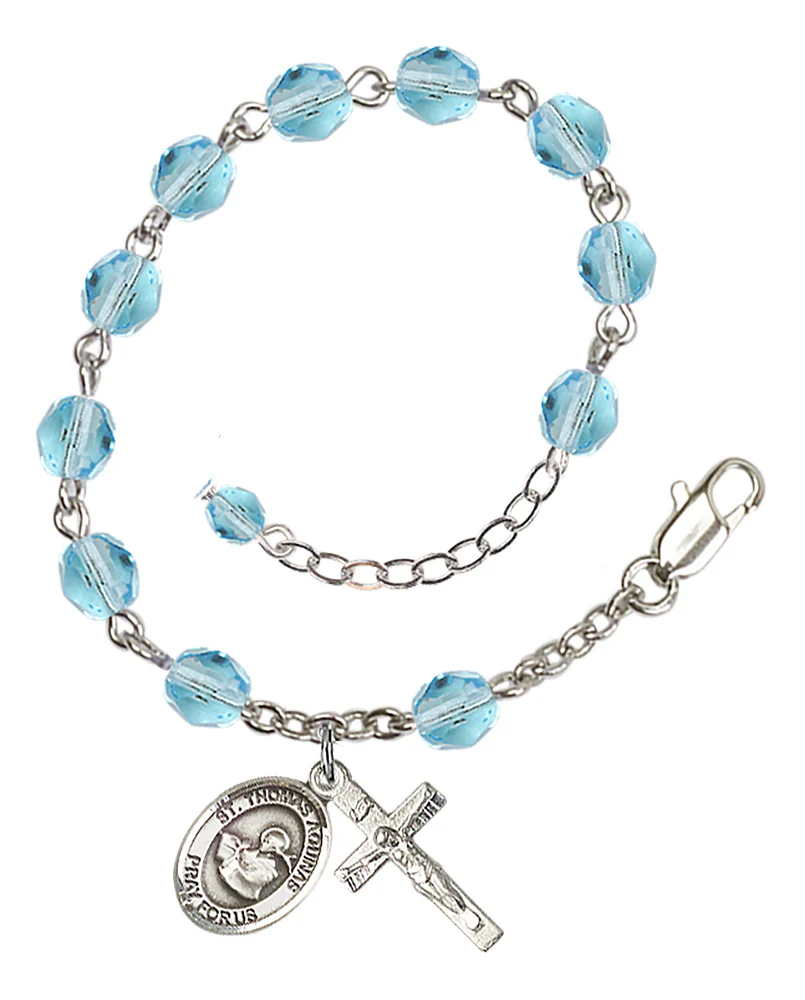 St. Thomas Aquinas Crystal Birthstone Rosary Bracelet - Multiple Birthstones - Image 2