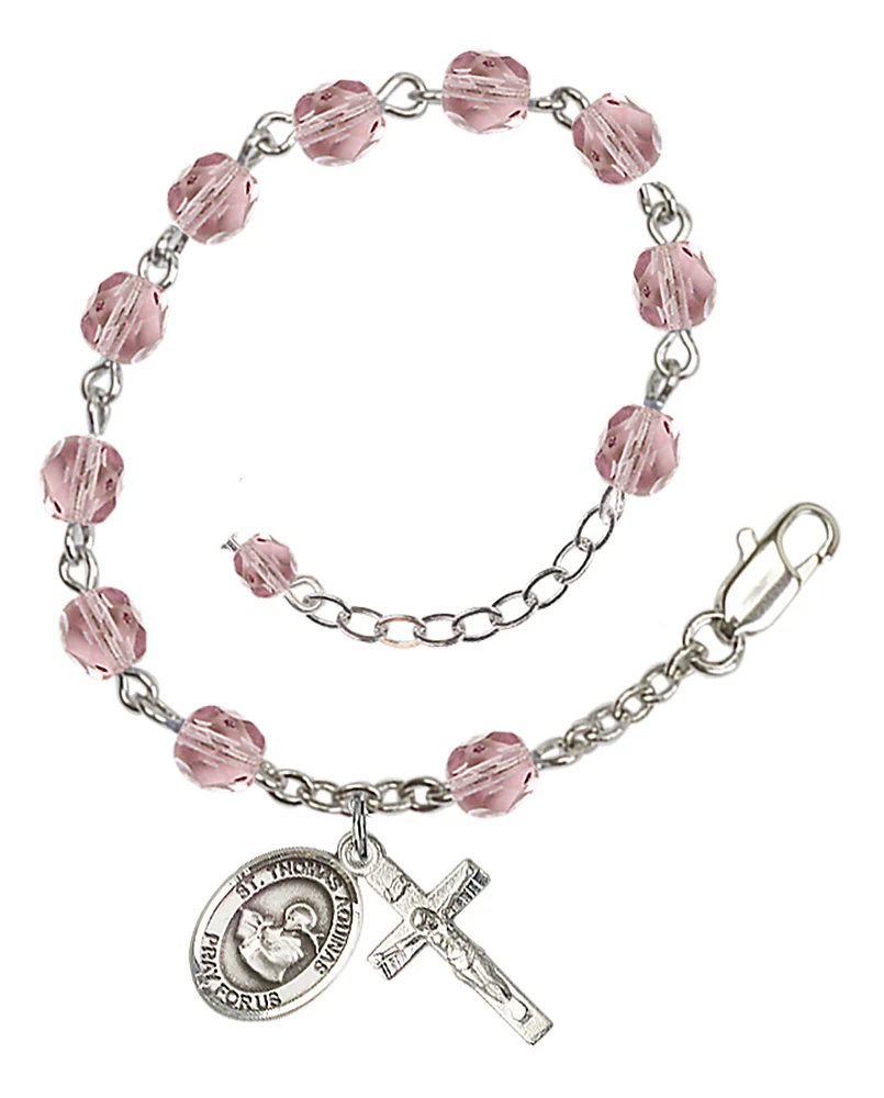 St. Thomas Aquinas Crystal Birthstone Rosary Bracelet - Multiple Birthstones - Image 5
