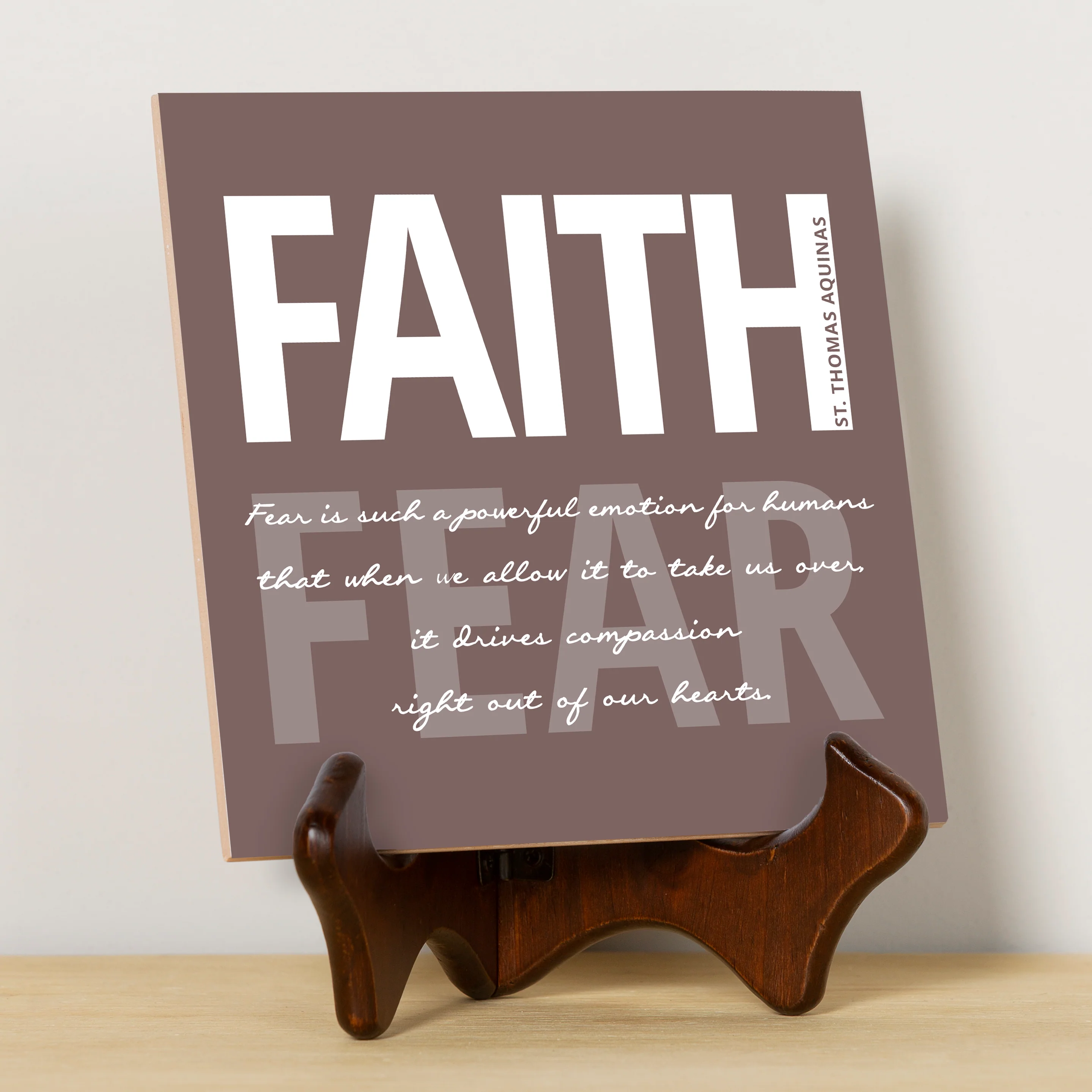 St. Thomas Aquinas Faith Over Fear Tile
