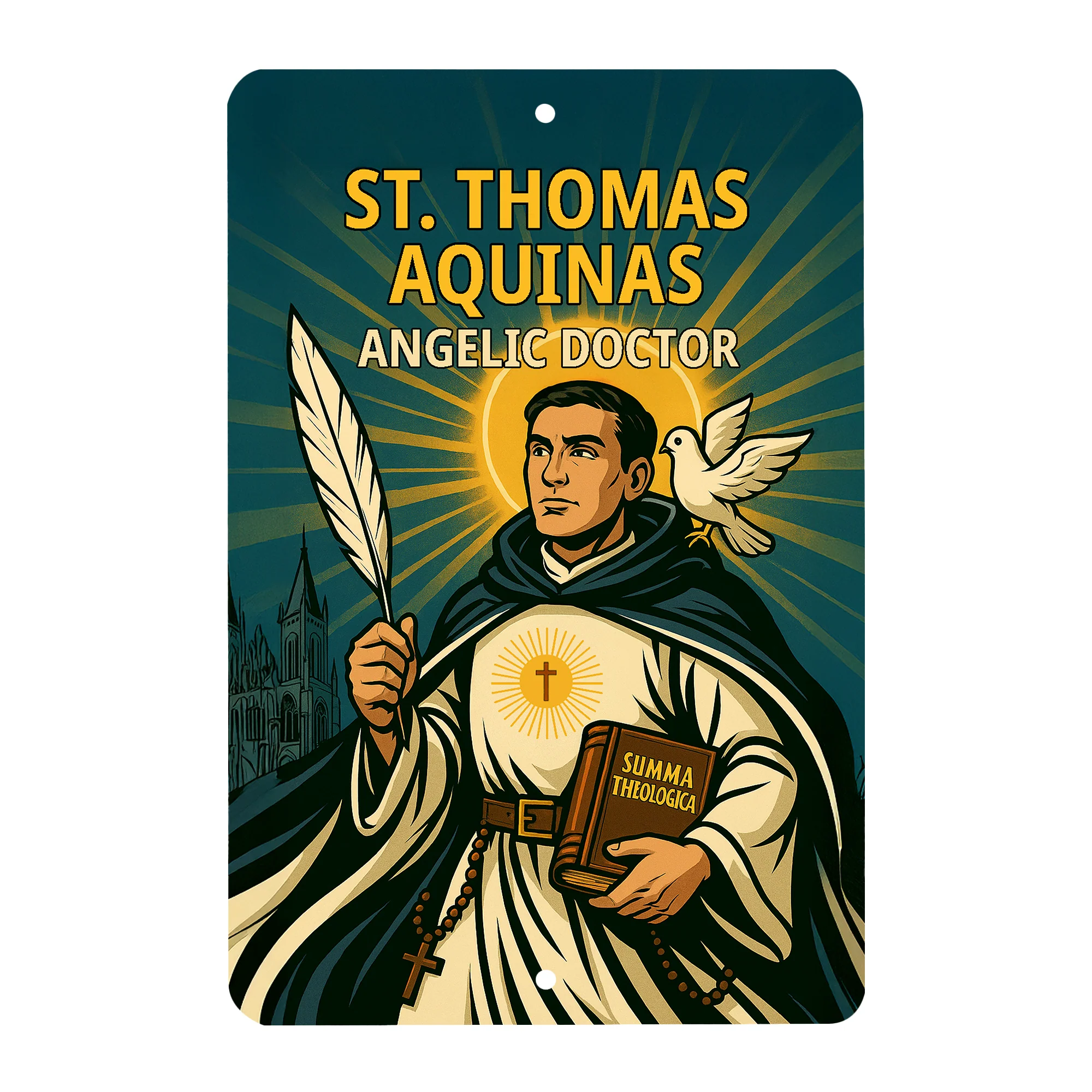 St. Thomas Aquinas Superhero Tin Sign - Image 4