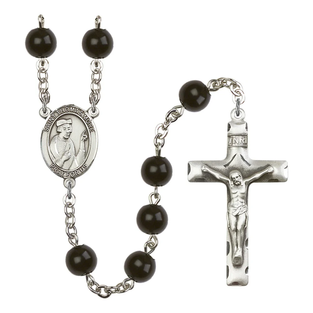 St. Thomas More 7mm Black Onyx Rosary