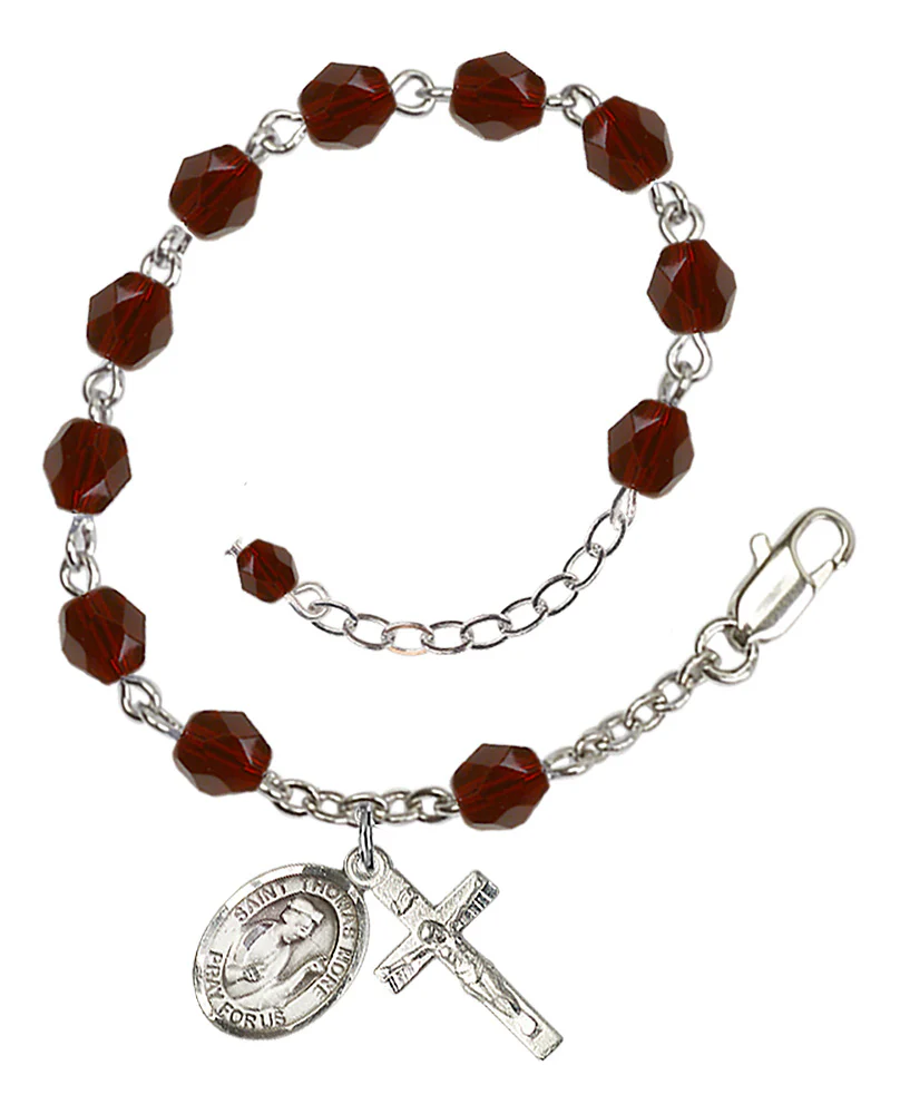 St. Thomas More Crystal Birthstone Rosary Bracelet - Multiple Birthstones