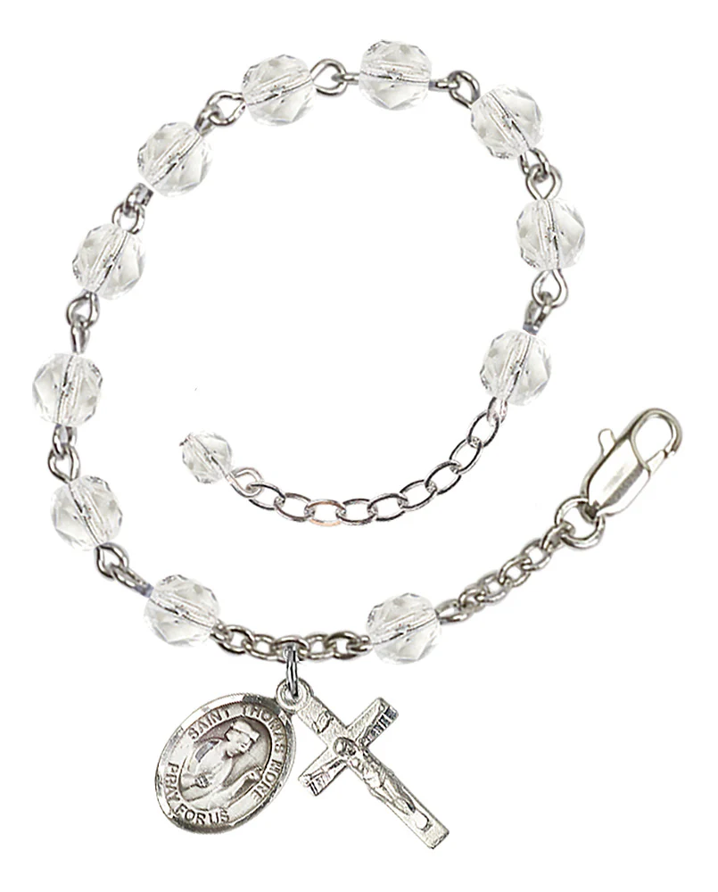 St. Thomas More Crystal Birthstone Rosary Bracelet - Multiple Birthstones - Image 3