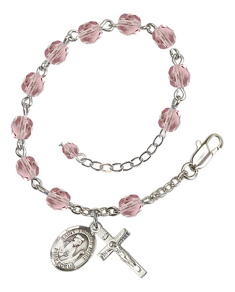 St. Thomas More Crystal Birthstone Rosary Bracelet - Multiple Birthstones - Image 4