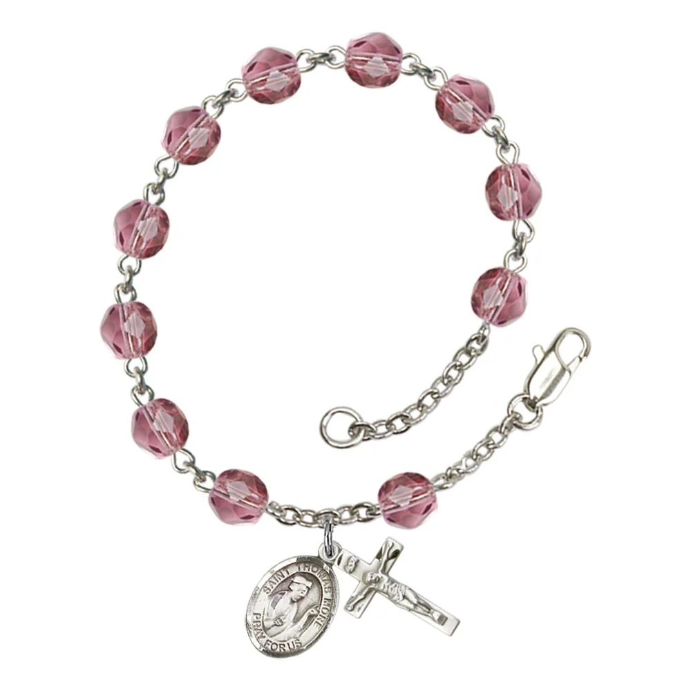 St. Thomas More Crystal Birthstone Rosary Bracelet - Multiple Birthstones - Image 9