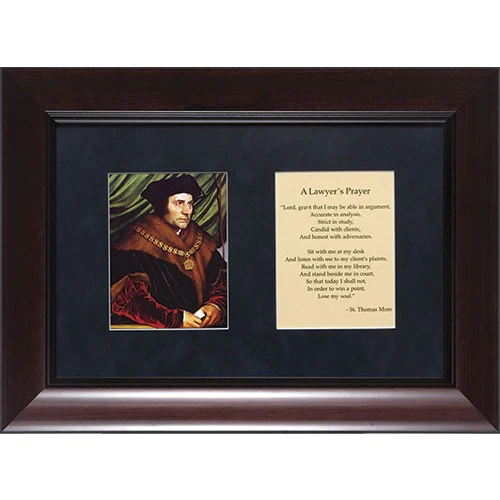 St. Thomas More (Matted with Lawyer's Prayer in Cherry Frame) 8x12