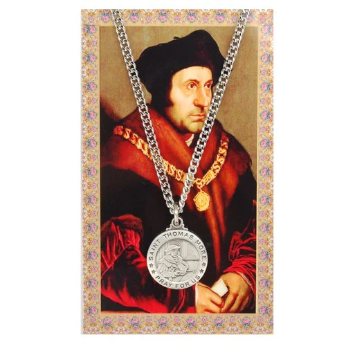 St. Thomas More Patron Saint Prayer Card w/Medal