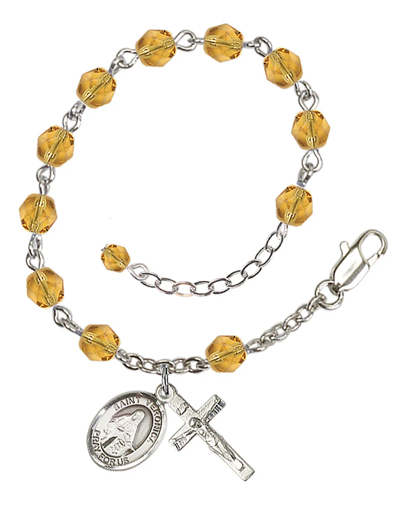 St. Veronica Yellow November Rosary Bracelet 6mm