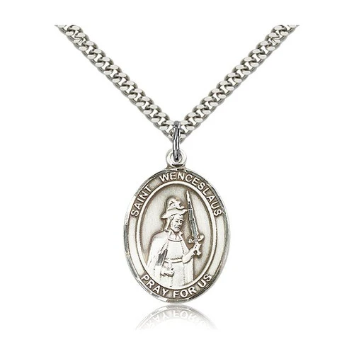St. Wenceslaus Pendant with Chain, Bliss, Sterling Silver