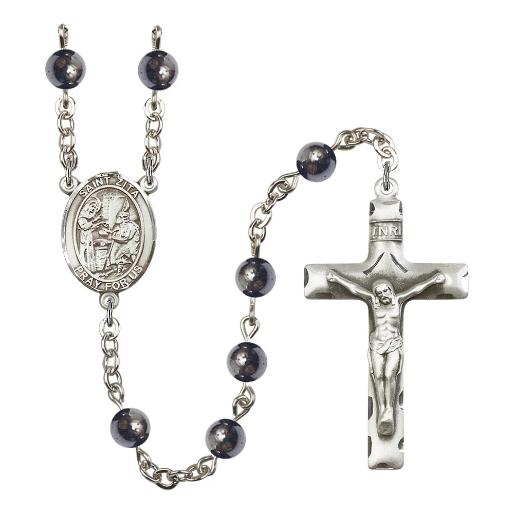 St. Zita 6mm Hematite Rosary